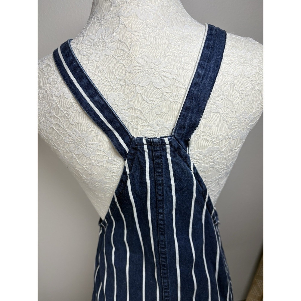 Stradivarius Womens 4 Blue Pinstripe Overall Dress Pinafore Coastal Preppy - Picture 5 of 14
